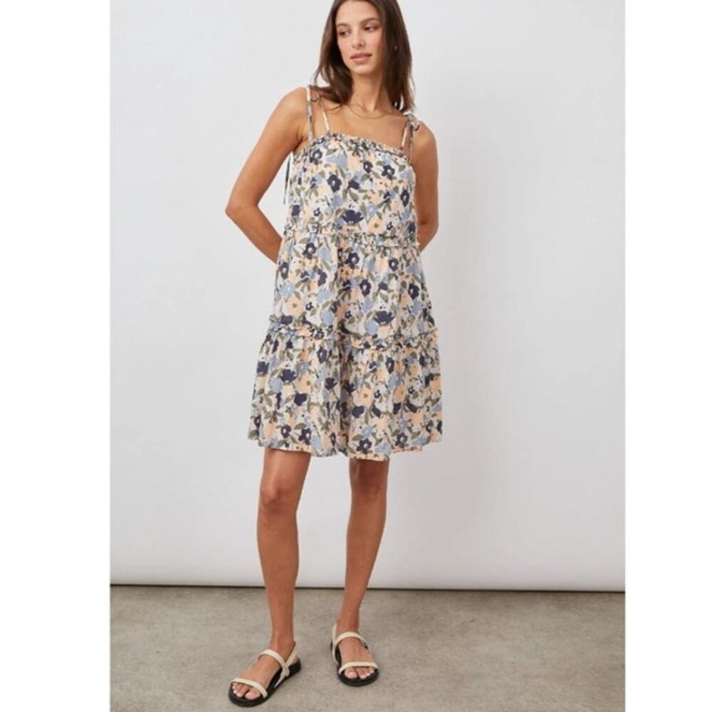 Rails Caralyn Floral Print Tie Strap Swingy Mini Dress XS Vacation‎ Cottagecore